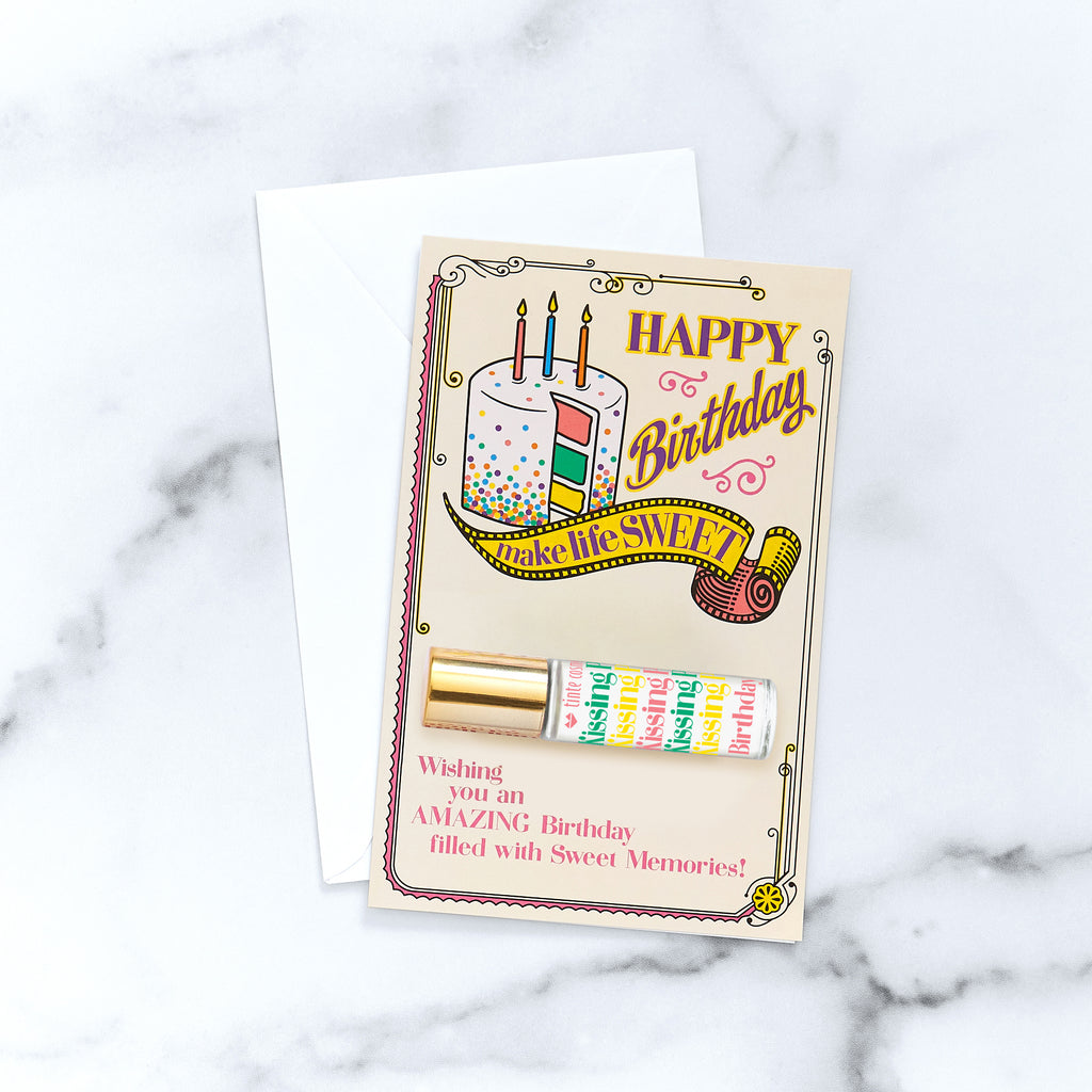 Make Life Sweet Birthday Card - Birthday Cake Kissing Potion