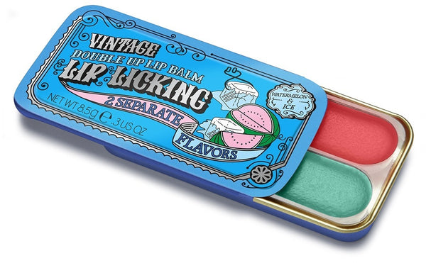 Watermelon & Ice Double Up Flavored Lip Balm - Vintage Slider Tin