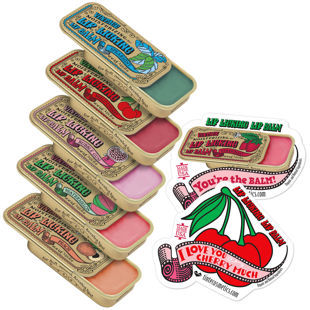 Lip Licking Lip Balm Kit (5 Pack): Peach, Watermelon, Bubble Gum, Wild Cherry & Spearmint