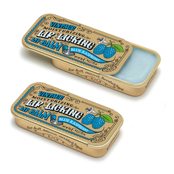 Blue Raspberry Lip Licking Flavored Lip Balm - Vintage Slider Tin ...