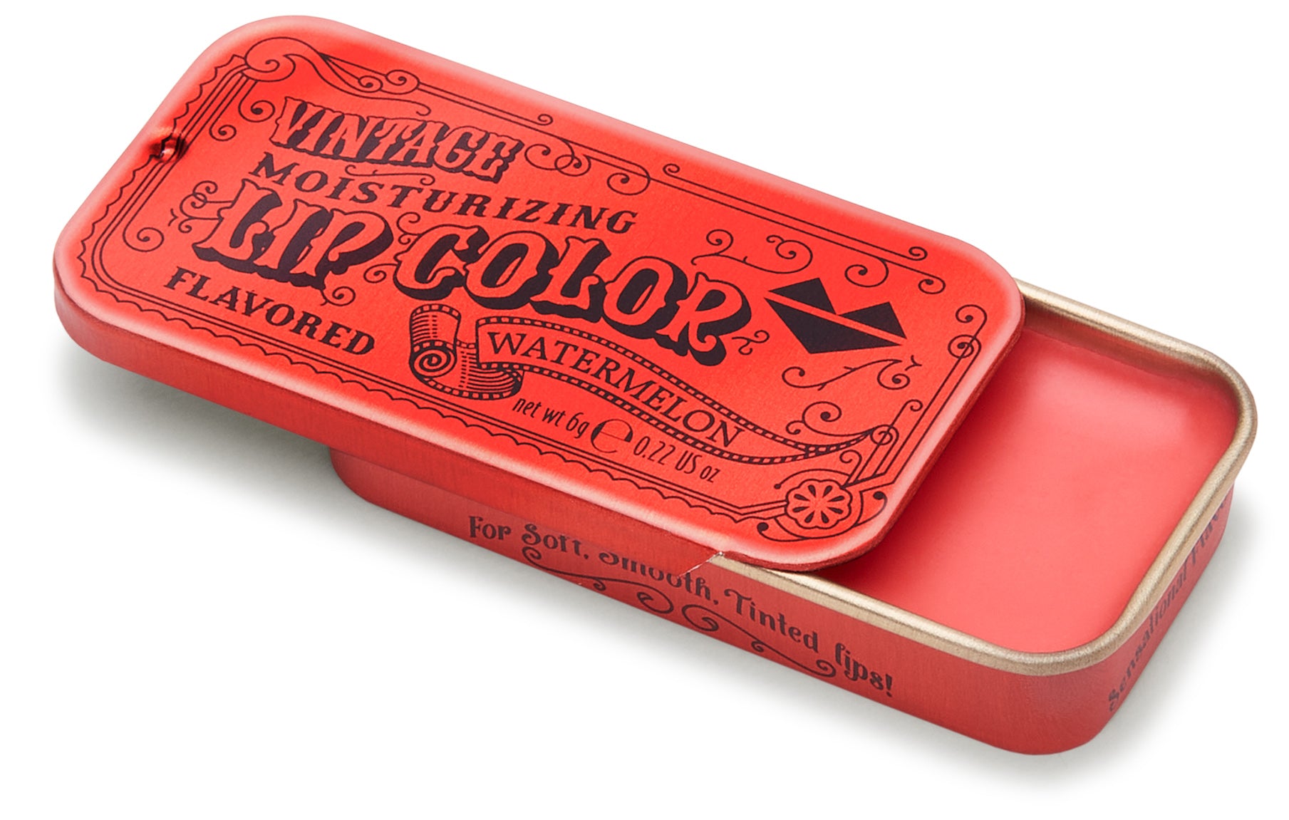 Watermelon Flavored Lip Gloss Vintage Slider Tin | Tinte Cosmetics