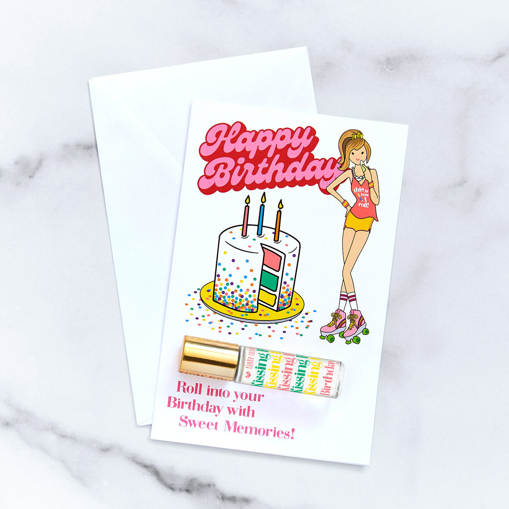 Tinte Roller Girl Birthday Card - Birthday Cake Kissing Potion