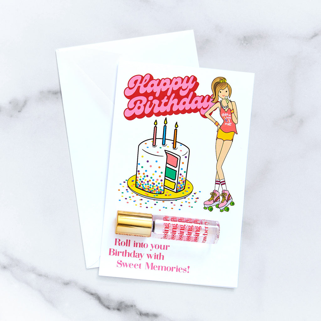 Tinte Roller Girl Birthday Card - Strawberry Swirl Kissing Potion
