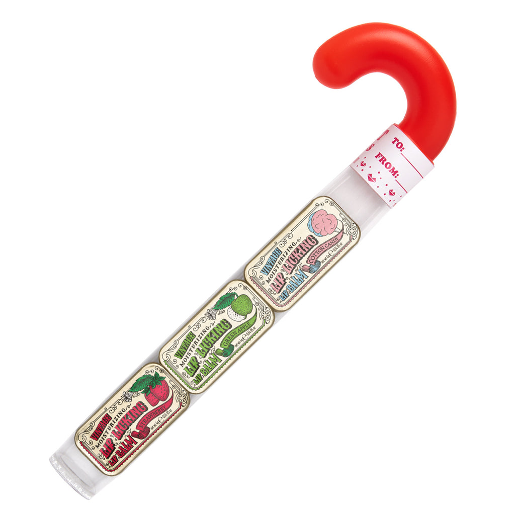 Candy Cane Lip Licking Lip Balm Kit: Strawberry, Green Apple & Cotton Candy