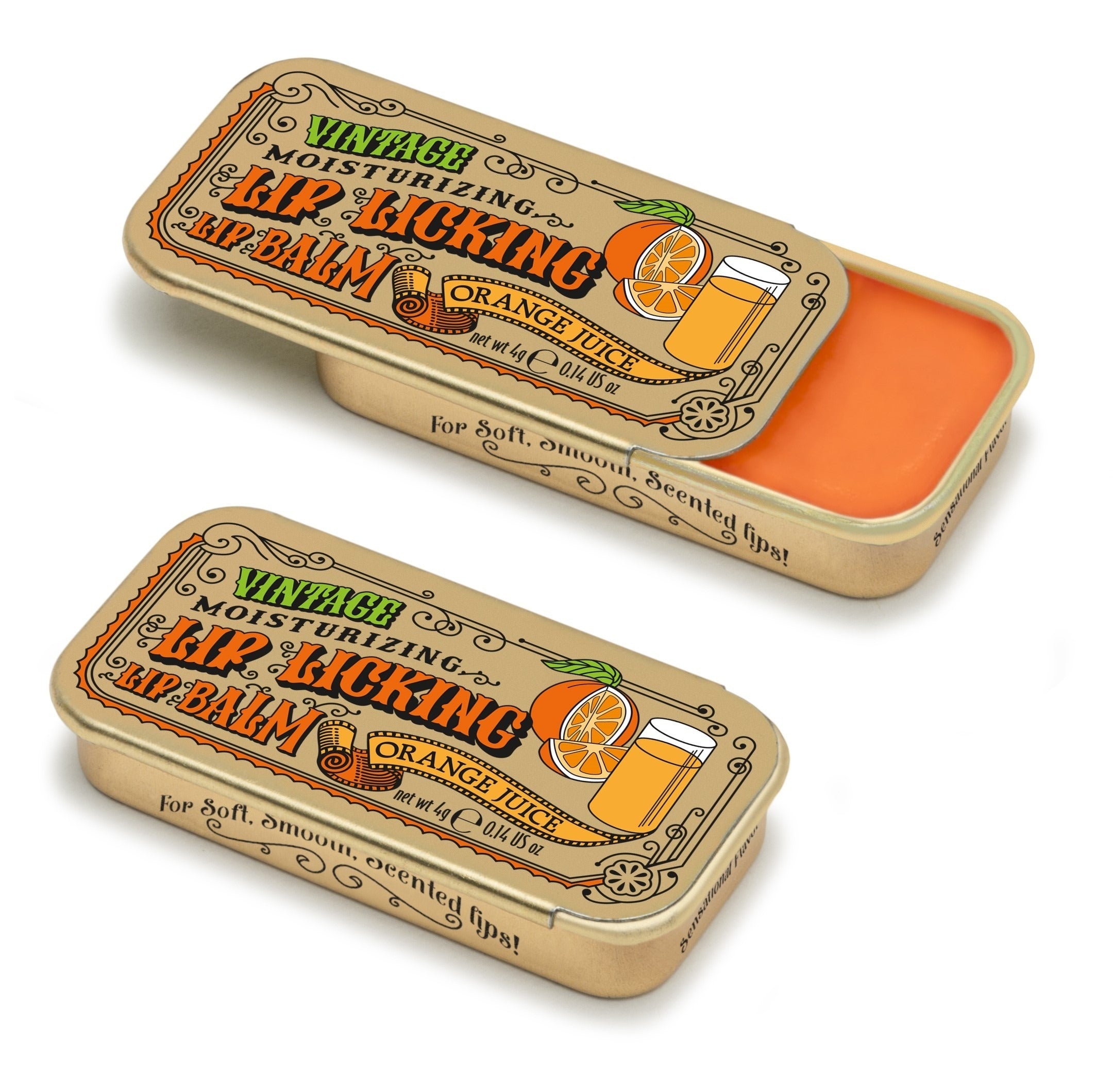 Orange Lip Licking Flavored Lip Balm - Vintage Slider Tin | Tinte